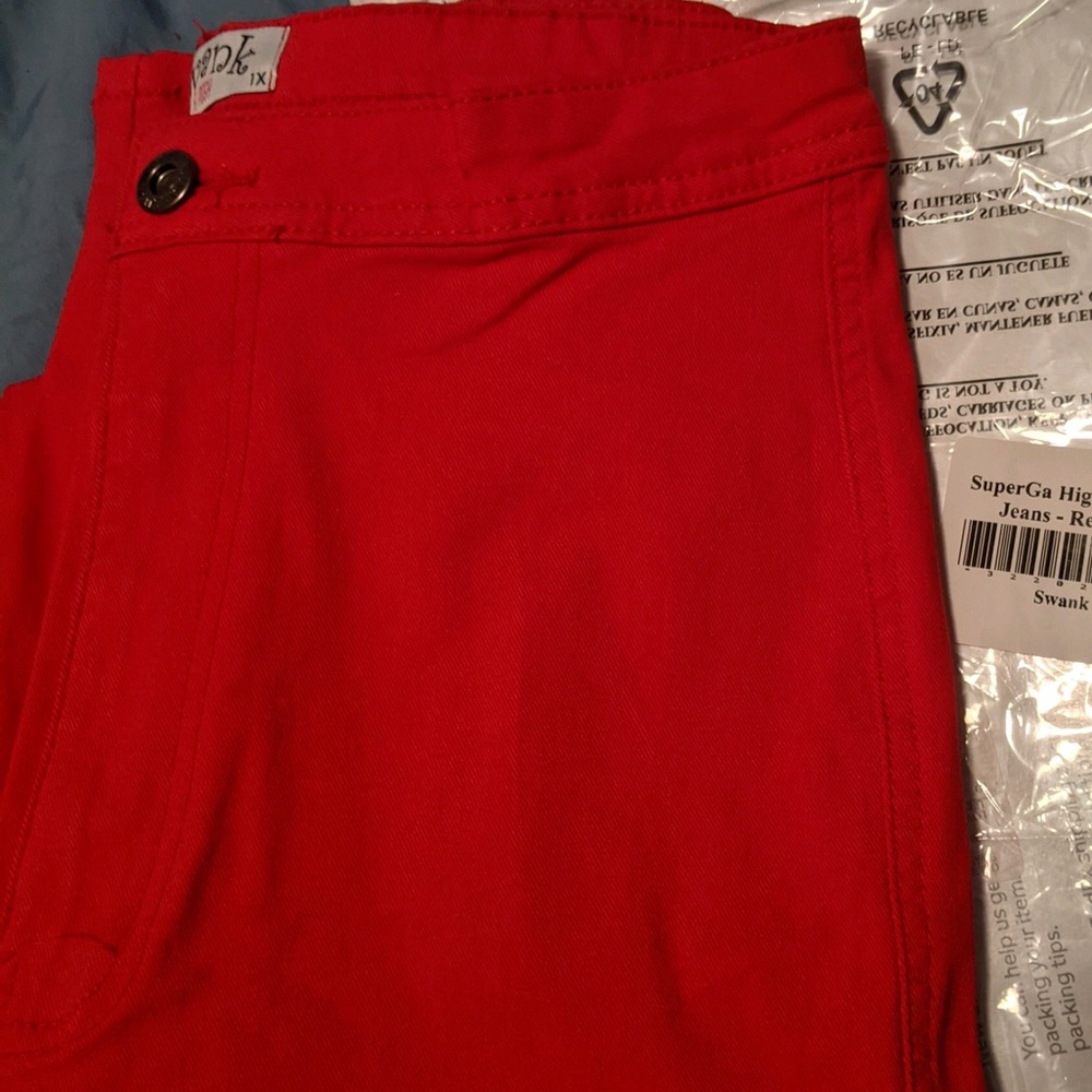 High waisted red jeans size 14-16